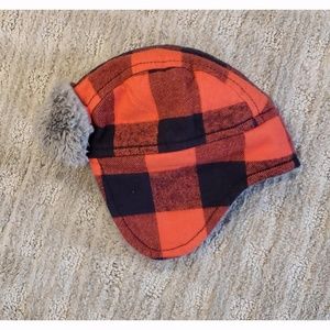 Red Plaid Tucker Tate Faux Fur Baby Winter Hat